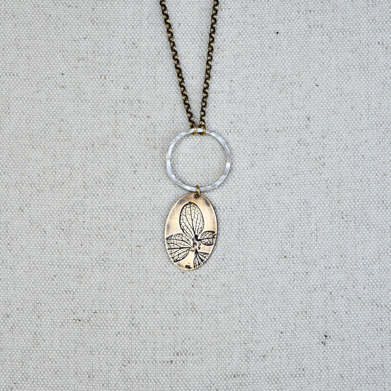 Hydrangea Moon Necklace: Sterling Silver or Brass