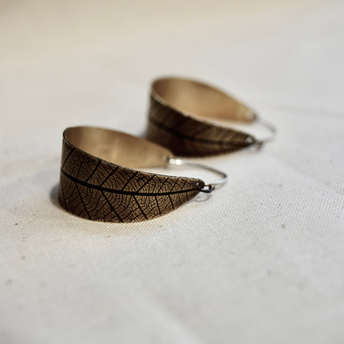 Leaf Hoops: Brass