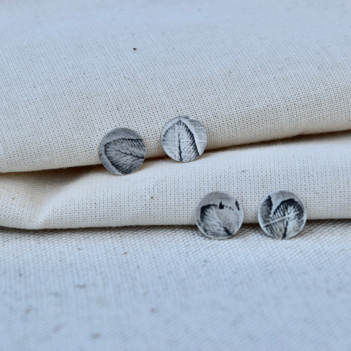 Fern Impression Sterling Silver Studs