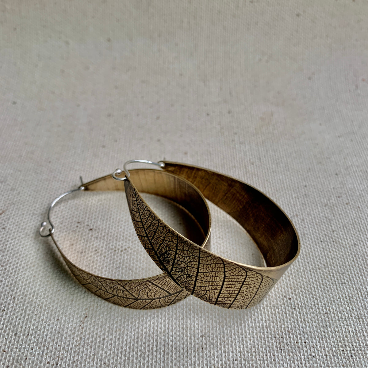 Leaf Hoops: Brass