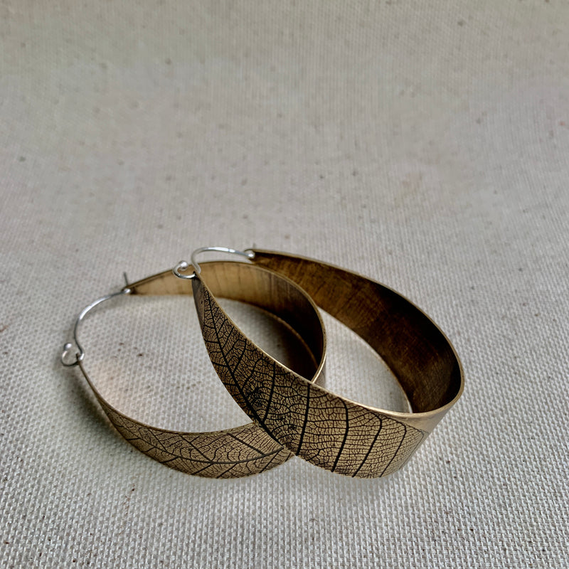 Leaf Hoops: Brass