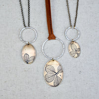Hydrangea Moon Necklace: Sterling Silver or Brass