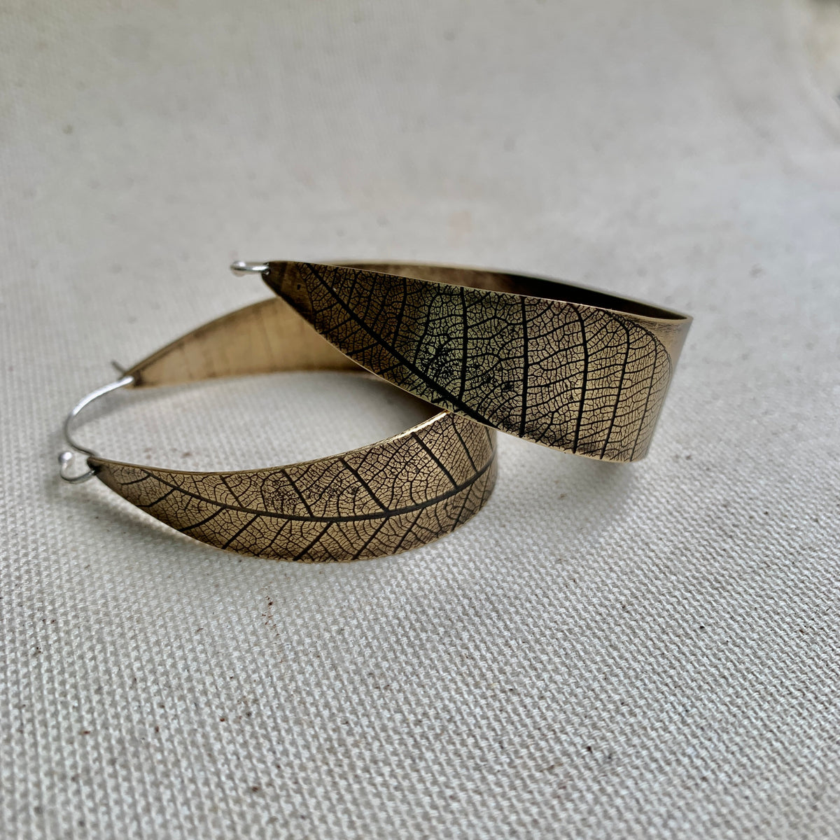 Leaf Hoops: Brass