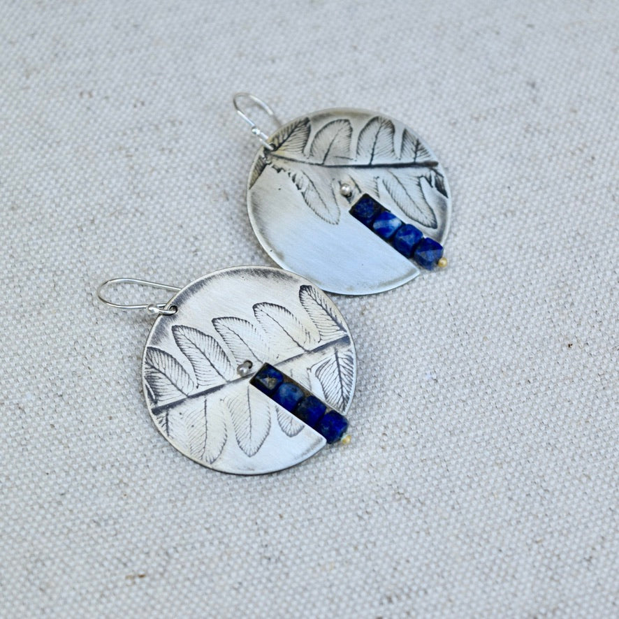 Centered Fern Earring: Brass or Sterling Silver