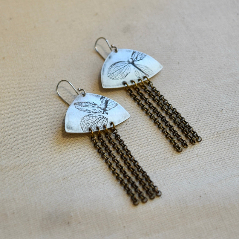 Hydrangea Duster: Sterling Silver + Brass