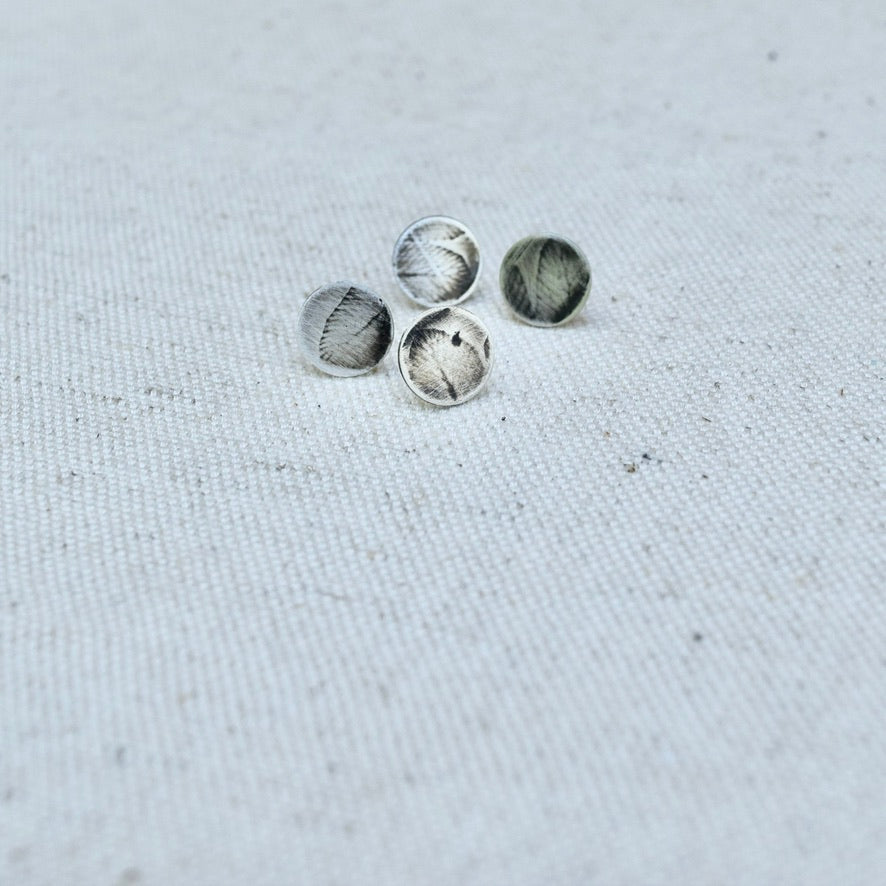 Fern Impression Sterling Silver Studs