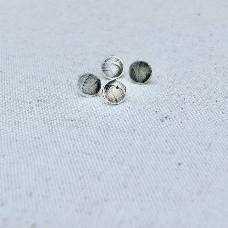 Fern Impression Sterling Silver Studs