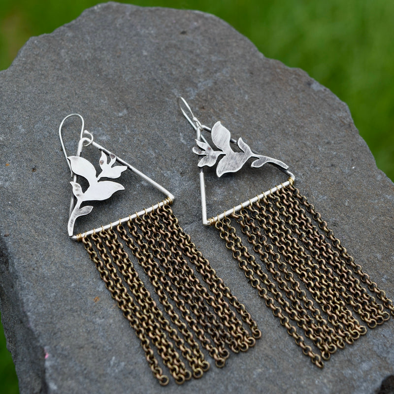 Leaf Triangle Duster Earrings