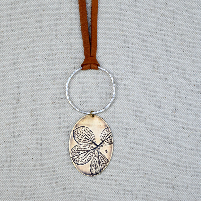 Hydrangea Moon Necklace: Sterling Silver or Brass