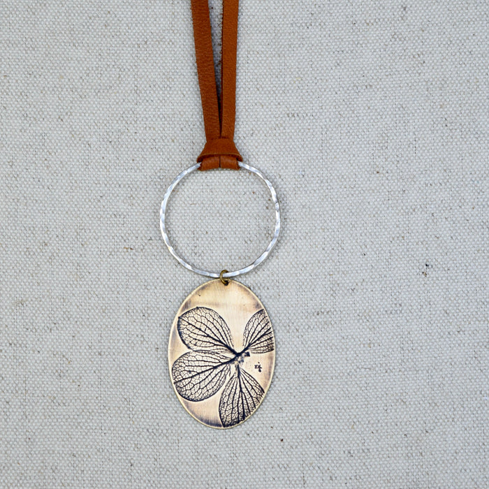 Botanical Moon Necklace on 26" Leather Cord