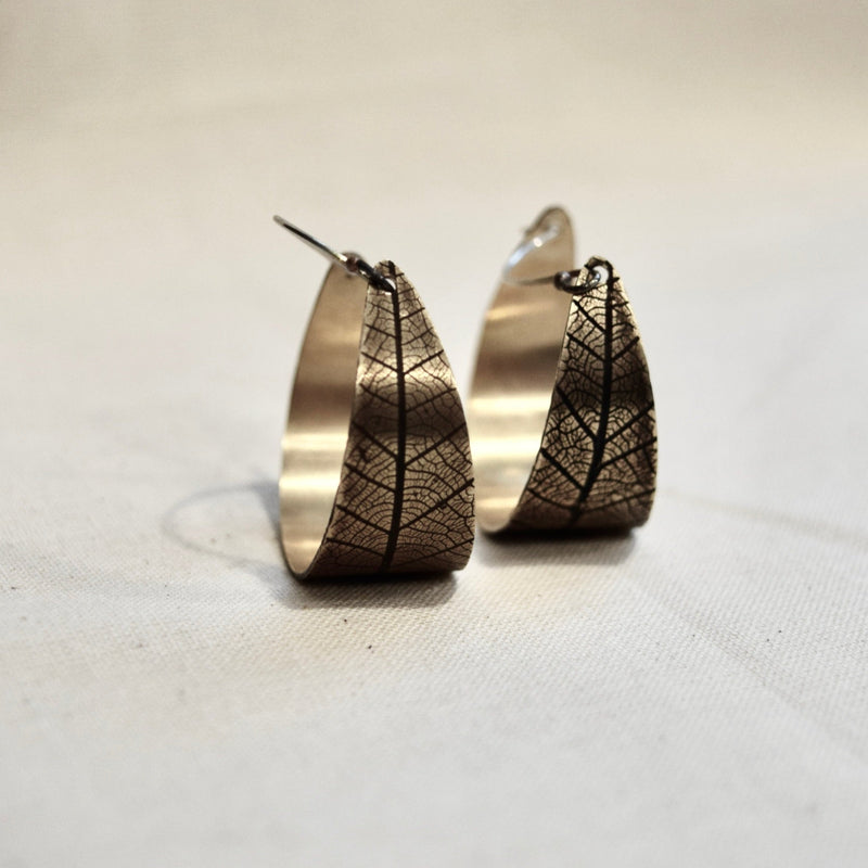 Leaf Hoops: Brass