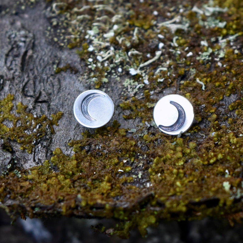 Crescent Moon Stamped Studs