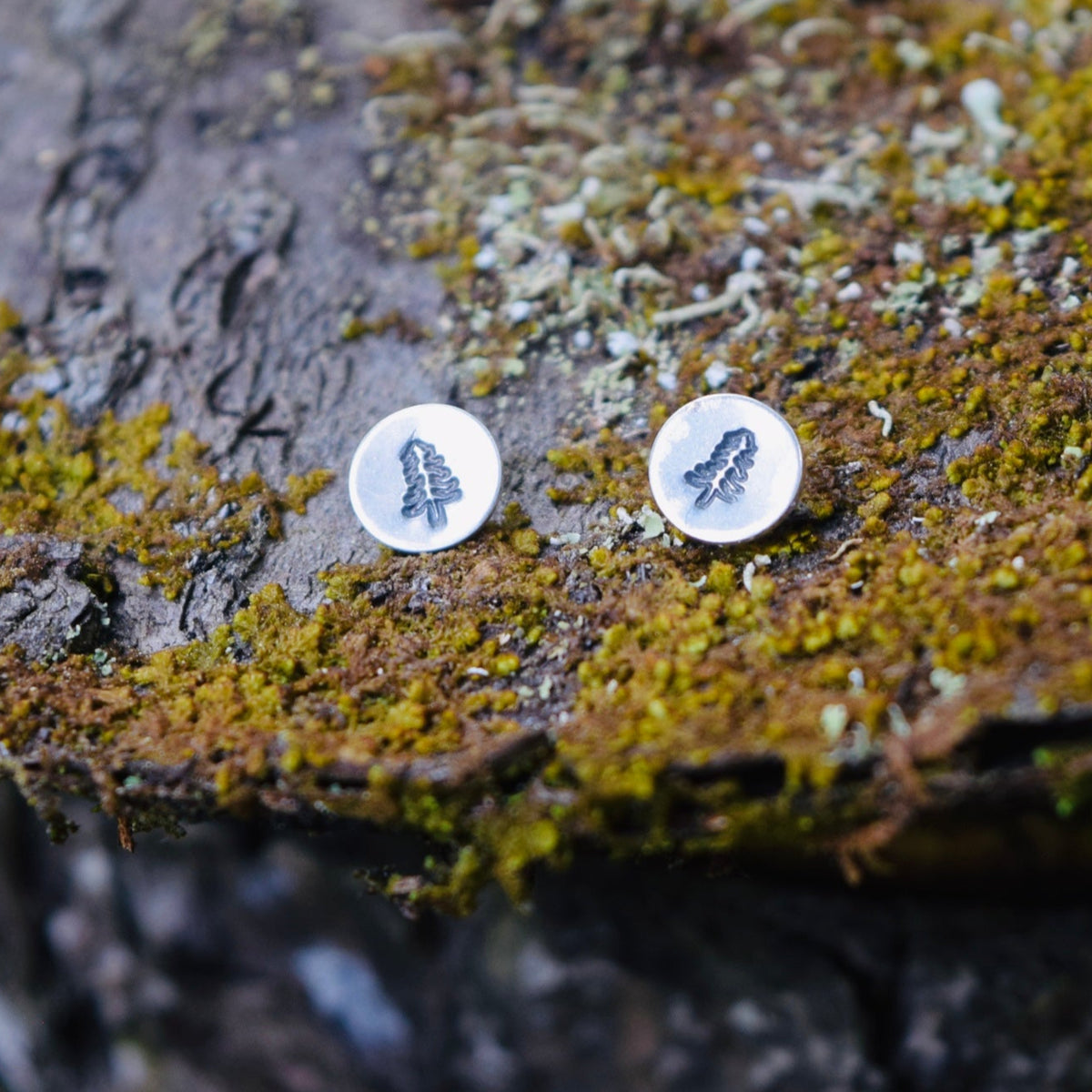 Tiny Tree Stamped Studs