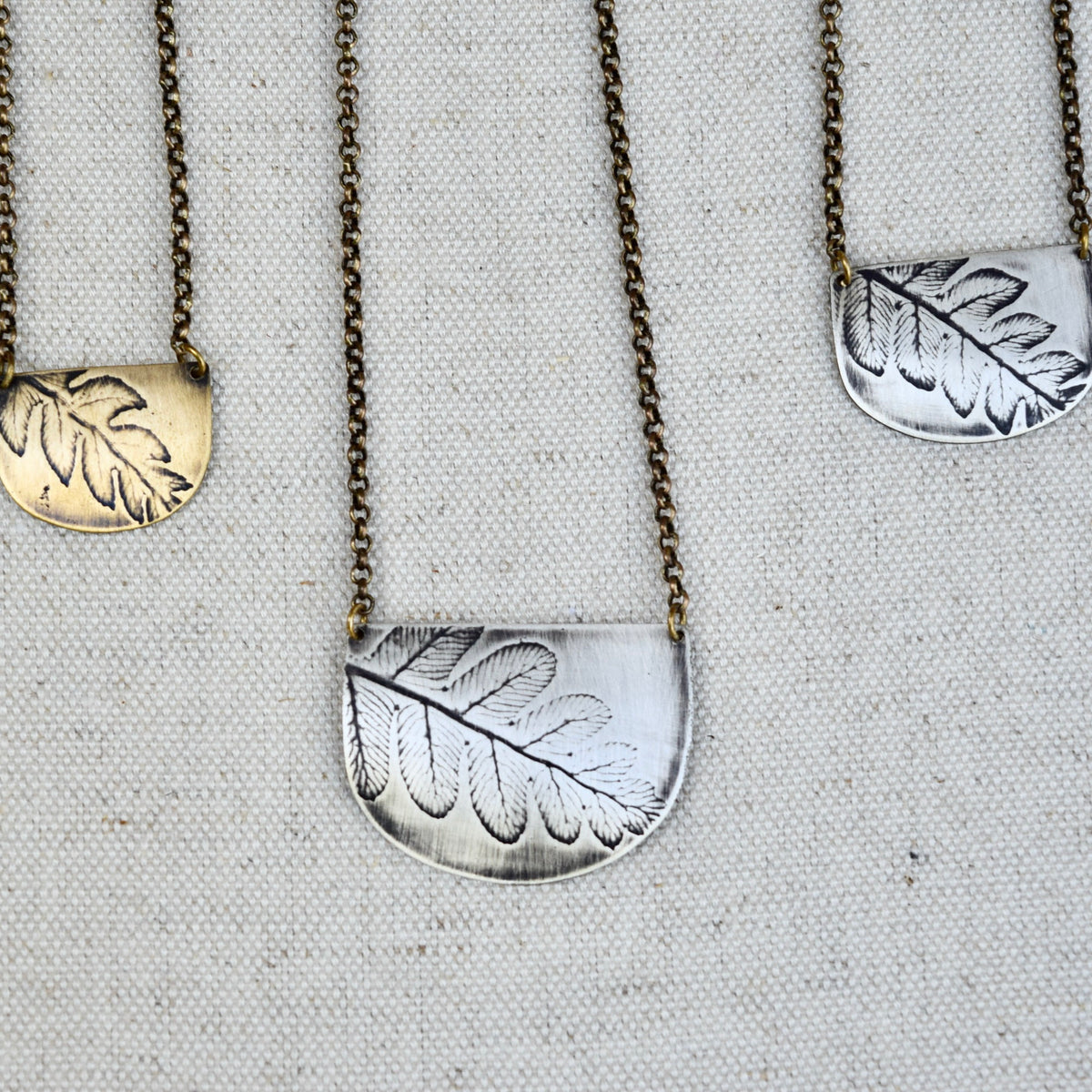 Fern Basket Necklace: Sterling Silver or Brass