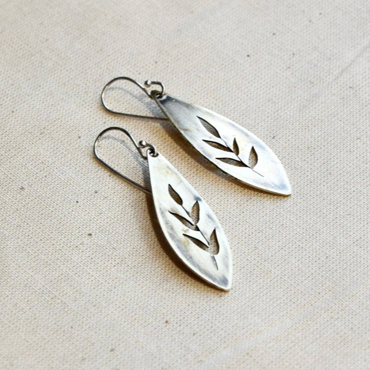 BRASS earring, botanical jewelry