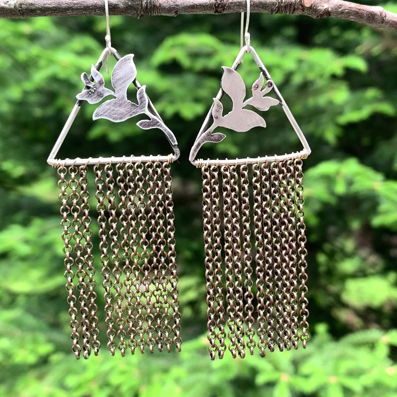 Leaf Triangle Duster Earrings